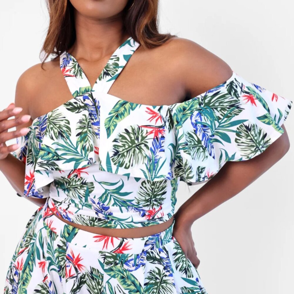 NWT REBDOLLS CANOPY TROPICAL PRINT FLUTTER TOP 2X(18-20)